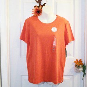 Kim Rogers PM Coral Orange Crew Neck Top NWT Short Sleeve Tee 100% Cotton